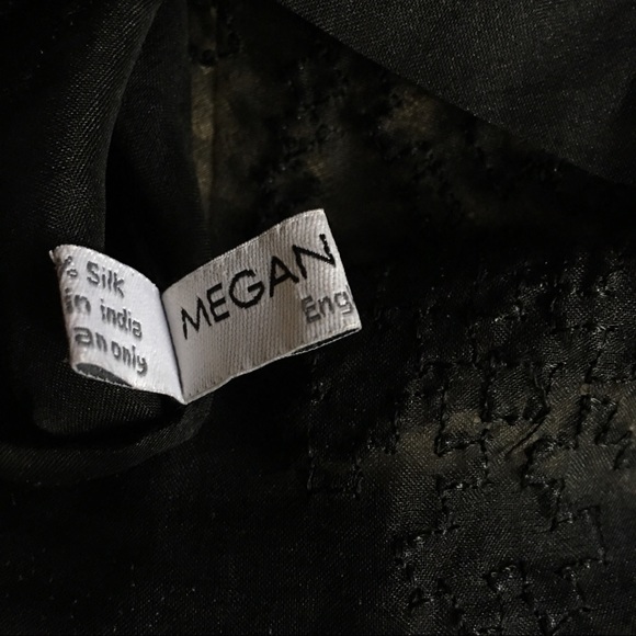 MEGAN PARK black sheer silk beaded collared blouse - Picture 12 of 13